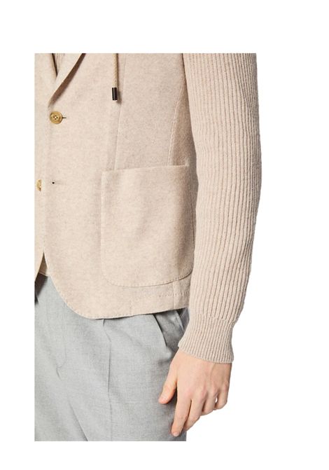 Giacca L.B.M. 1911 uomo 282655701 Beige cappuccio removibile in maglia a costa larga e le maniche coordinate impuntura AMF vestibilità Fly L.B.M. 1911 | Giacche | 2826557013